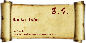 Baska Iván névjegykártya